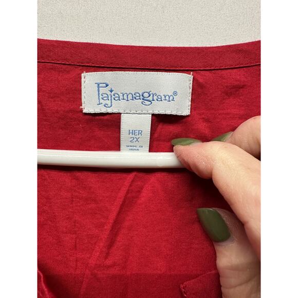 Lot of 2 Women Nightgowns Pajamagrams 2X Red White Cottage Cozy Cotton - Picture 3 of 8